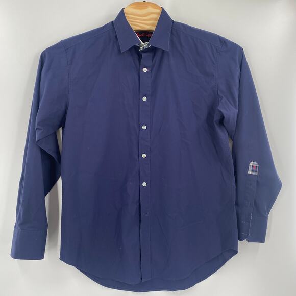 Robert Graham X Mens‎ Large Navy Blue Long Sleeve Flip Cuff Button Up Shirt - Picture 5 of 6